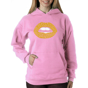 Gold Digger Lips - Women's Word Art Hooded Sweatshirt