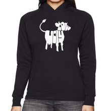 Load image into Gallery viewer, Holy Cow  - Women&#39;s Word Art Hooded Sweatshirt