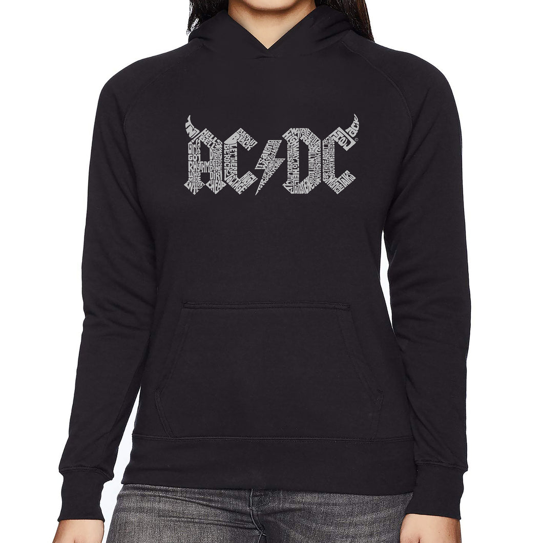 AC/DC Classic Horns Logo  - Women's Word Art Hooded Sweatshirt