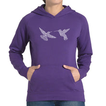 Load image into Gallery viewer, Hummingbirds - Women&#39;s Word Art Hooded Sweatshirt