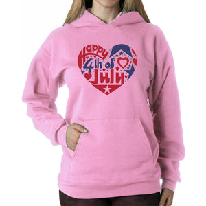 Women's Word Art Hooded Sweatshirt - July 4th Heart