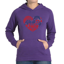 Load image into Gallery viewer, Women&#39;s Word Art Hooded Sweatshirt - July 4th Heart