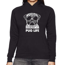 Load image into Gallery viewer, Pug Life - Women&#39;s Word Art Hooded Sweatshirt