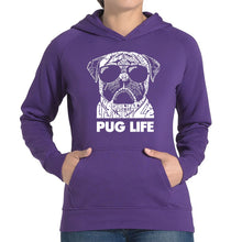 Load image into Gallery viewer, Pug Life - Women&#39;s Word Art Hooded Sweatshirt