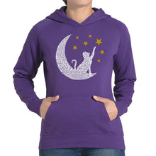 Load image into Gallery viewer, Cat Moon - Women&#39;s Word Art Hooded Sweatshirt