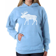 Load image into Gallery viewer, Moose  - Women&#39;s Word Art Hooded Sweatshirt
