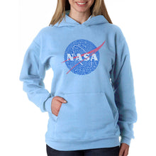 Load image into Gallery viewer, NASA&#39;s Most Notable Missions - Women&#39;s Word Art Hooded Sweatshirt
