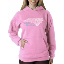 Load image into Gallery viewer, North Carolina - Women&#39;s Word Art Hooded Sweatshirt