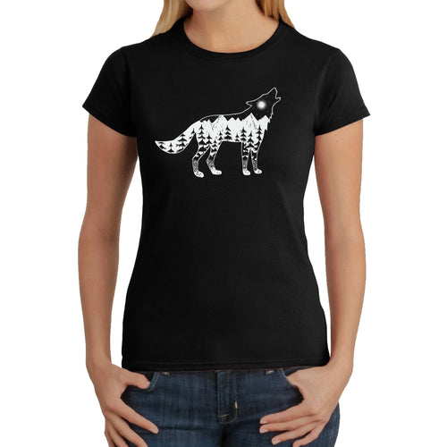 Howling Wolf - Women's Word Art T-Shirt