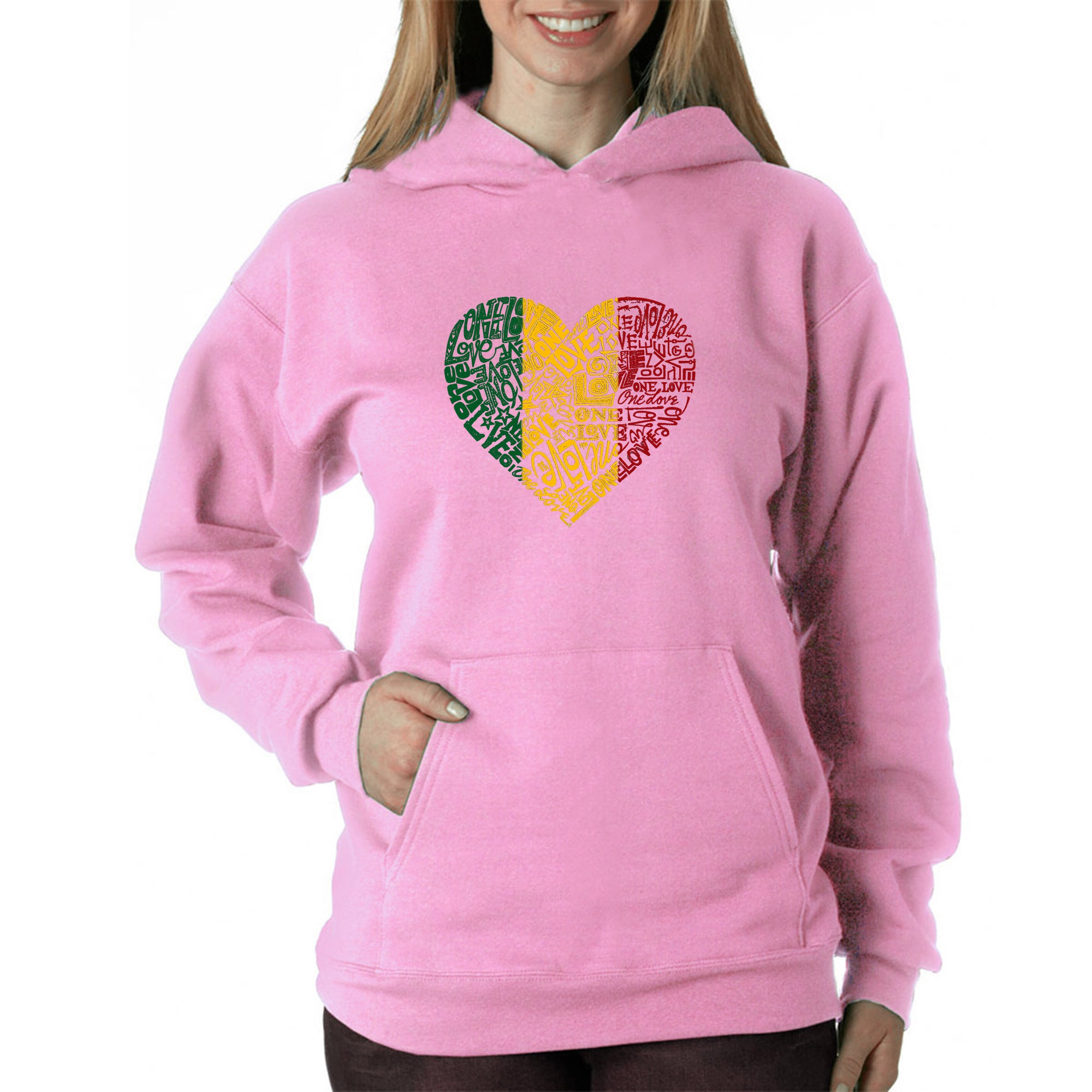 One Love Heart - Women's Word Art Hooded Sweatshirt – LA Pop Art