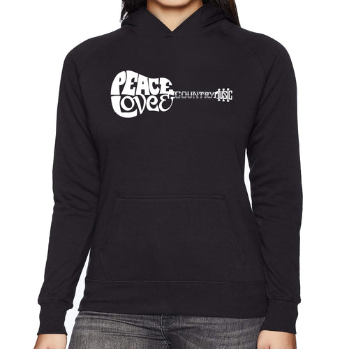 Peace Love Country  - Women's Word Art Hooded Sweatshirt