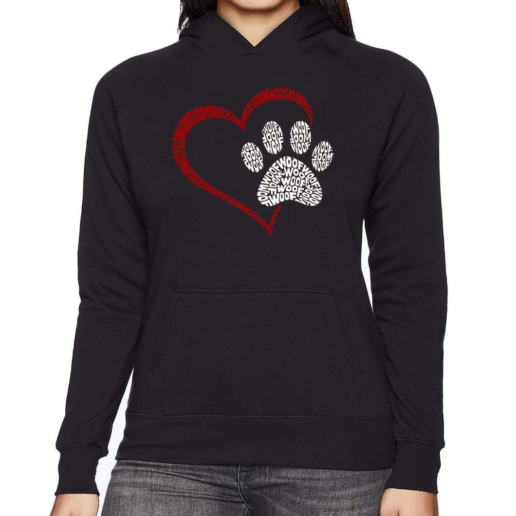 Paw Heart - Women's Word Art Hooded Sweatshirt