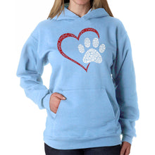 Load image into Gallery viewer, Paw Heart - Women&#39;s Word Art Hooded Sweatshirt