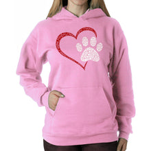 Load image into Gallery viewer, Paw Heart - Women&#39;s Word Art Hooded Sweatshirt