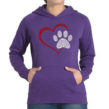 Load image into Gallery viewer, Paw Heart - Women&#39;s Word Art Hooded Sweatshirt