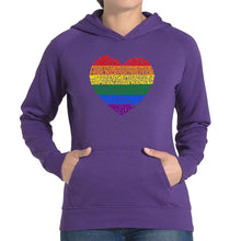 Load image into Gallery viewer, Pride Heart - Women&#39;s Word Art Hooded Sweatshirt