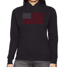 Load image into Gallery viewer, Proud To Be An American - Women&#39;s Word Art Hooded Sweatshirt