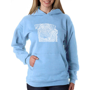 Pug Face - Women's Word Art Hooded Sweatshirt