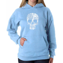 Load image into Gallery viewer, Rock n Roll Skull - Women&#39;s Word Art Hooded Sweatshirt