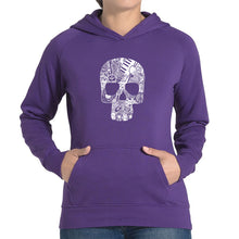 Load image into Gallery viewer, Rock n Roll Skull - Women&#39;s Word Art Hooded Sweatshirt