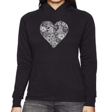 Load image into Gallery viewer, Heart Flowers  - Women&#39;s Word Art Hooded Sweatshirt