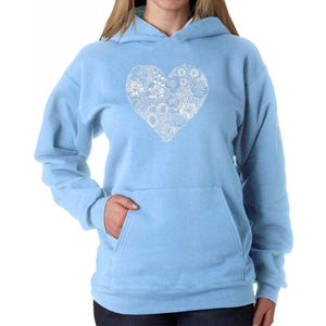 Heart Flowers  - Women's Word Art Hooded Sweatshirt