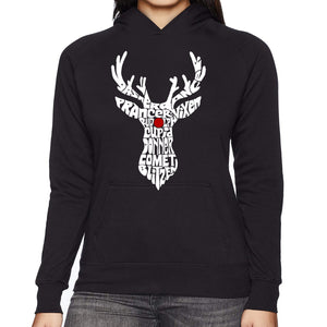 Santa's Reindeer  - Women's Word Art Hooded Sweatshirt