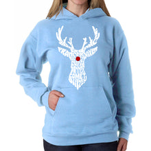 Load image into Gallery viewer, Santa&#39;s Reindeer  - Women&#39;s Word Art Hooded Sweatshirt