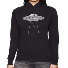 Load image into Gallery viewer, Flying Saucer UFO - Women&#39;s Word Art Hooded Sweatshirt