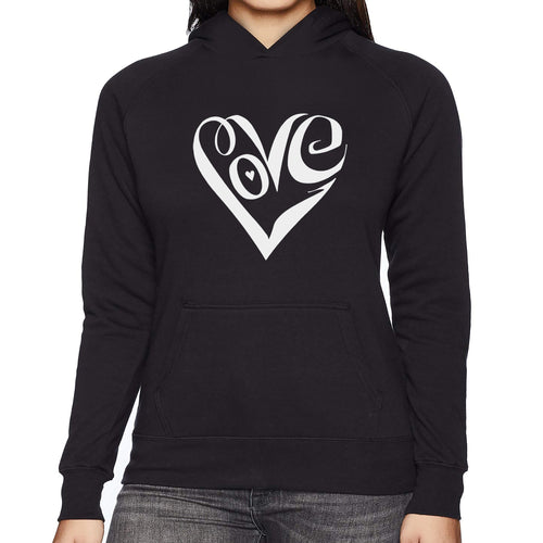 Script Love Heart  - Women's Word Art Hooded Sweatshirt