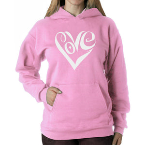Script Love Heart  - Women's Word Art Hooded Sweatshirt
