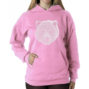 Bear Face  - Women's Word Art Hooded Sweatshirt
