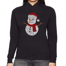 Load image into Gallery viewer, Christmas Snowman - Women&#39;s Word Art Hooded Sweatshirt