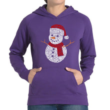 Load image into Gallery viewer, Christmas Snowman - Women&#39;s Word Art Hooded Sweatshirt
