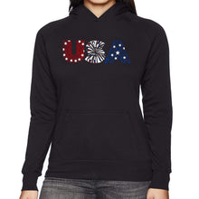 Load image into Gallery viewer, USA Fireworks - Women&#39;s Word Art Hooded Sweatshirt