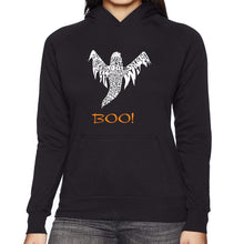 Load image into Gallery viewer, Halloween Ghost - Women&#39;s Word Art Hooded Sweatshirt