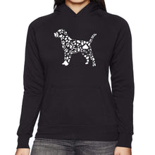 Load image into Gallery viewer, Dog Paw Prints  - Women&#39;s Word Art Hooded Sweatshirt