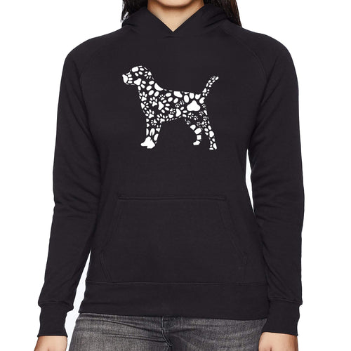 Dog Paw Prints  - Women's Word Art Hooded Sweatshirt