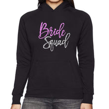 Load image into Gallery viewer, Women&#39;s Word Art Hooded Sweatshirt - Bride Squad