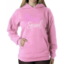 Load image into Gallery viewer, Women&#39;s Word Art Hooded Sweatshirt - Bride Squad