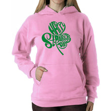 Load image into Gallery viewer, St Patricks Day Shamrock  - Women&#39;s Word Art Hooded Sweatshirt