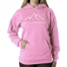 Load image into Gallery viewer, Colorado Ski Towns  - Women&#39;s Word Art Hooded Sweatshirt