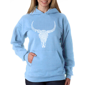 Texas Skull - Women's Word Art Hooded Sweatshirt