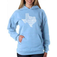 Load image into Gallery viewer, The Great State of Texas - Women&#39;s Word Art Hooded Sweatshirt