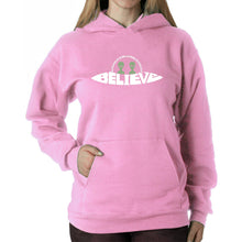 Load image into Gallery viewer, Believe UFO - Women&#39;s Word Art Hooded Sweatshirt