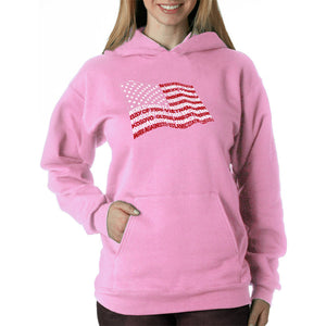 American Wars Tribute Flag - Women's Word Art Hooded Sweatshirt