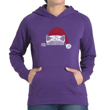 Load image into Gallery viewer, Christmas Peeking Cat - Women&#39;s Word Art Hooded Sweatshirt