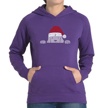 Load image into Gallery viewer, Christmas Peeking Dog - Women&#39;s Word Art Hooded Sweatshirt