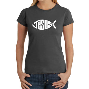 Christian Jesus Name Fish Symbol - Men's Premium Blend Word Art T