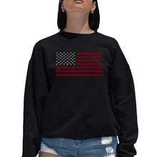 Load image into Gallery viewer, USA Flag  - Women&#39;s Word Art Crewneck Sweatshirt